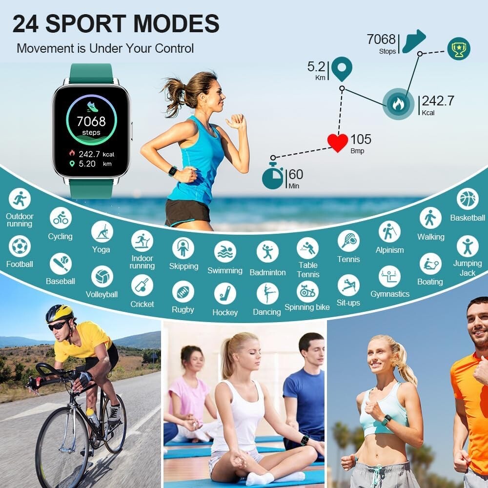 MOLOCY Smart Watch for iPhone Android with Heart Rate/Sleep Monitor