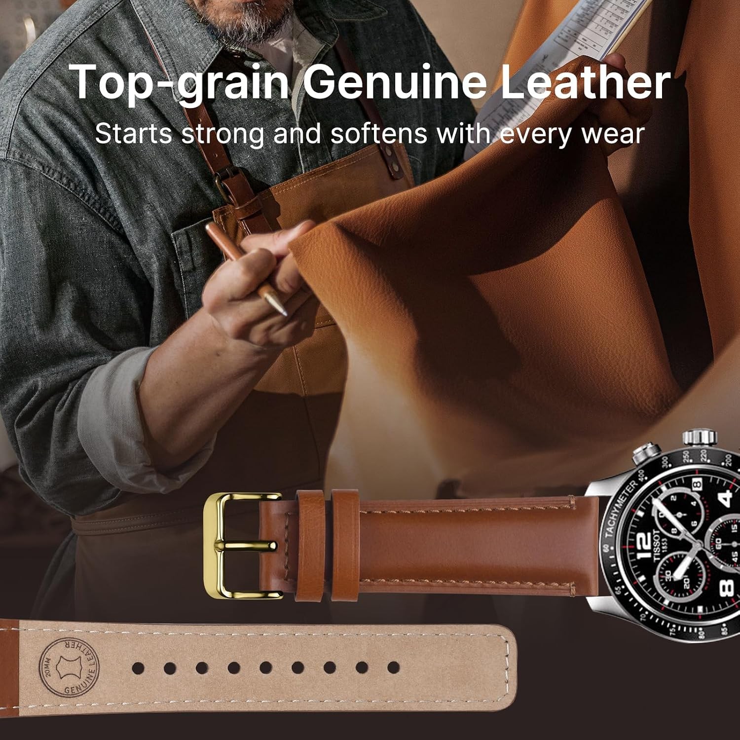 2 Pack Leather Case For Garmin Vivoactive 6/5, Venu Sq/Sq 2, Samsung Galaxy 7/6/