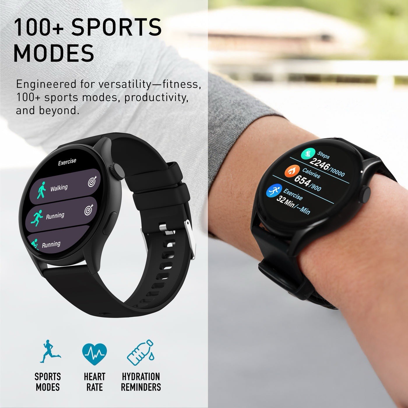 WITHit Unisex Deca Smartwatch, Black