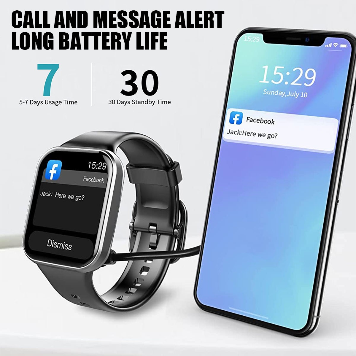 Fitness Tracker with 25 Sports Modes 7-Day Battery Magnetic Charging Smartwatch
