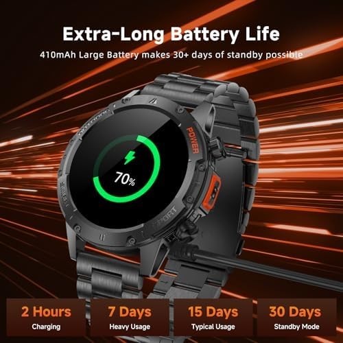 Military Smart Watch for Men (Call Receive/Dial) Rugged Tactical Fitness Tracker