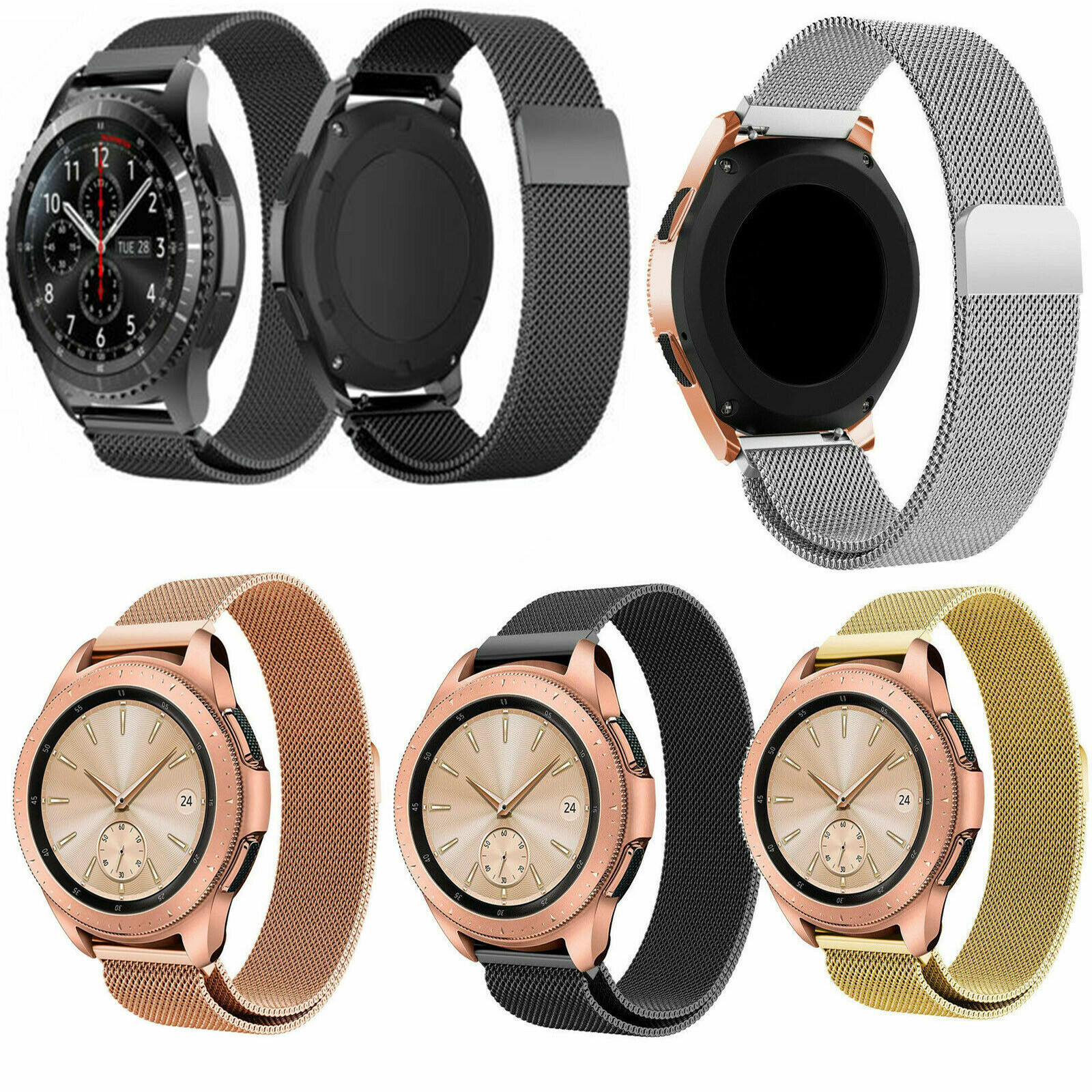 For Samsung Galaxy Watch 42 46mm/Active Mesh Milanese Stainless Steel Strap Band