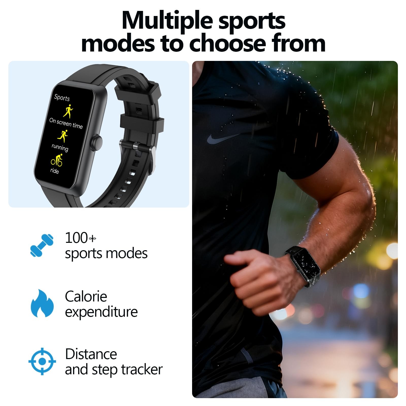 Fitness Tracker with Heart Rate, Sleep Monitor, 100+Sports Modes Smart Watche…