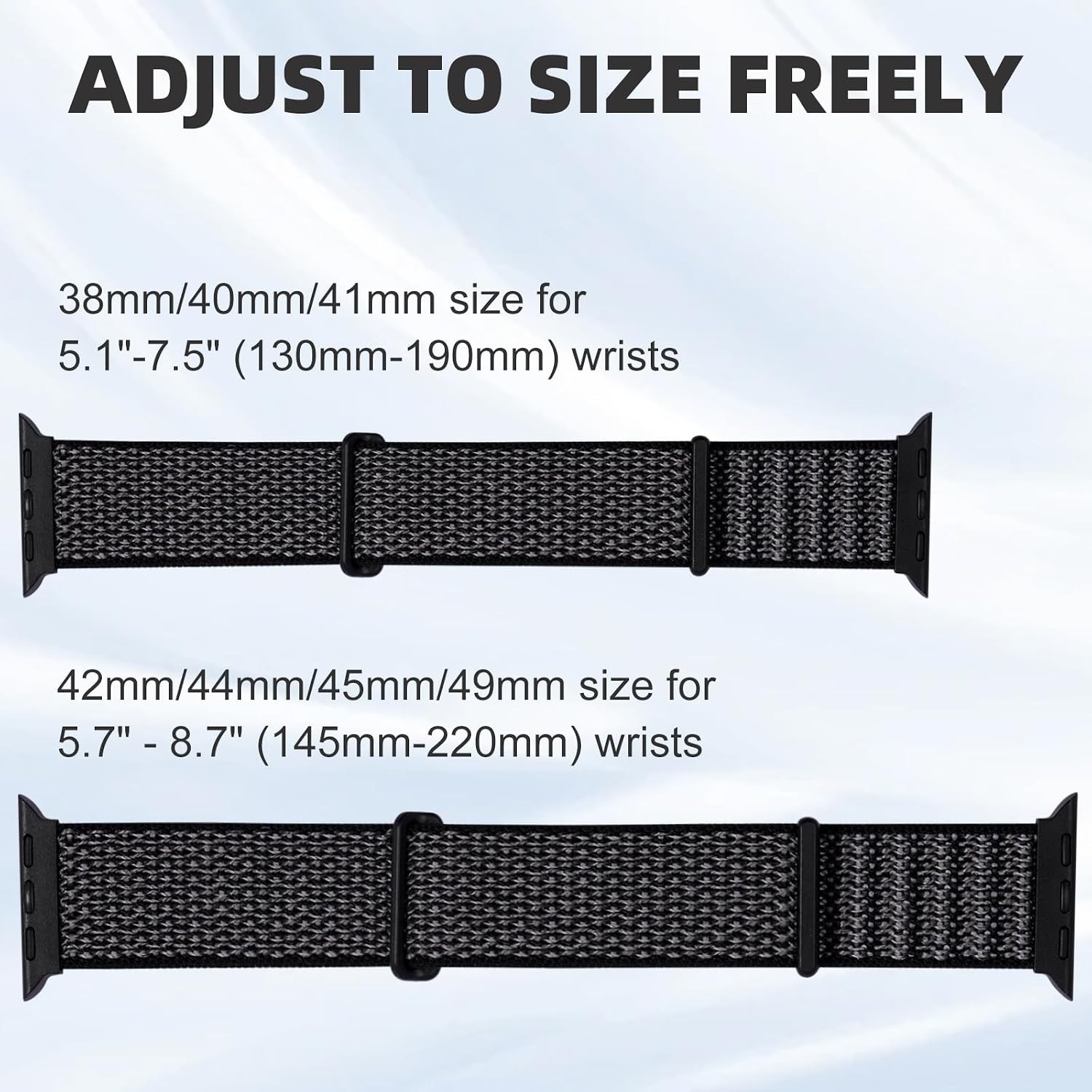 Stretch Adjustable Braided Nylon Strap Compatible with Apple Watch 44mm 45mm