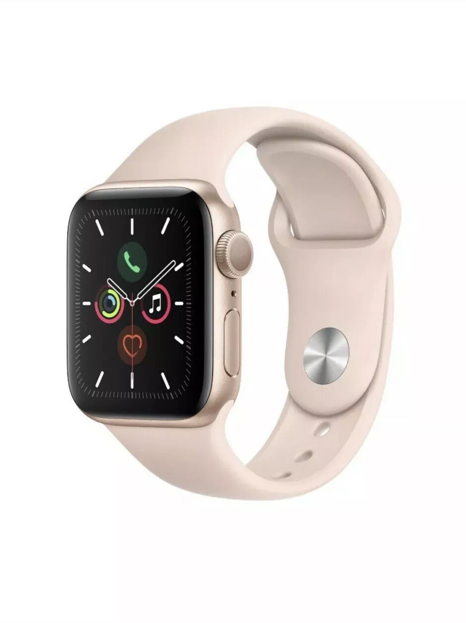 Apple Watch Series 5 GPS 40mm Gold Aluminum Case Pink Sand Sport Band -S/M & M/L