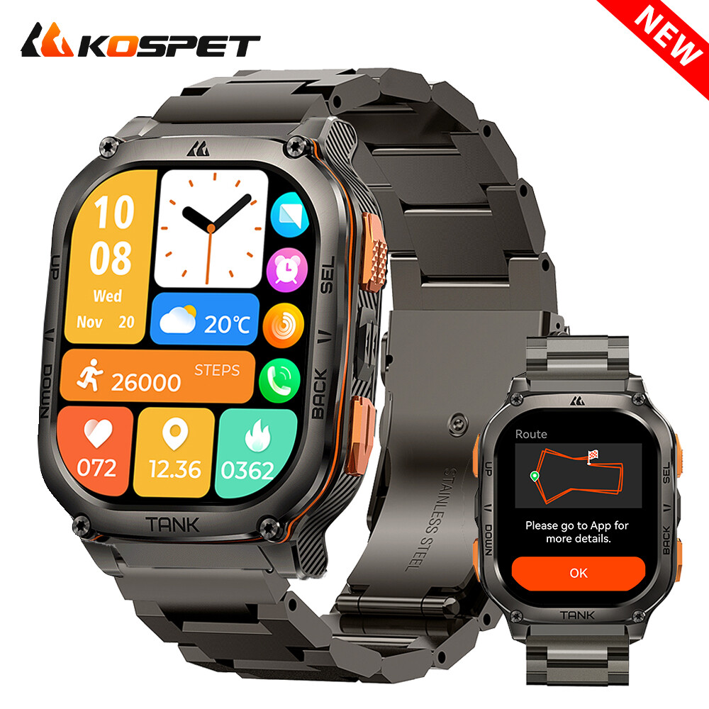 2024 KOSPET TANK M3 Ultra GPS Smart Watch Men Smart Watches 60-Day Long Battery