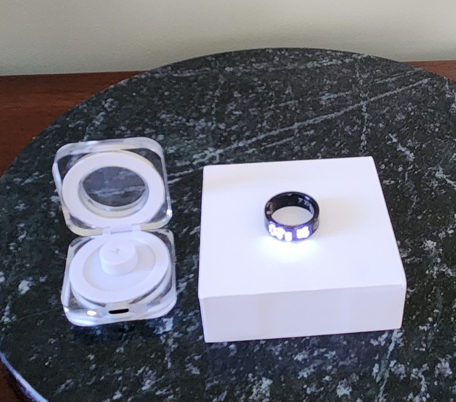 Smart Ring Health Tracker with LED Display Screen, IP68 Waterproof Silver S 9