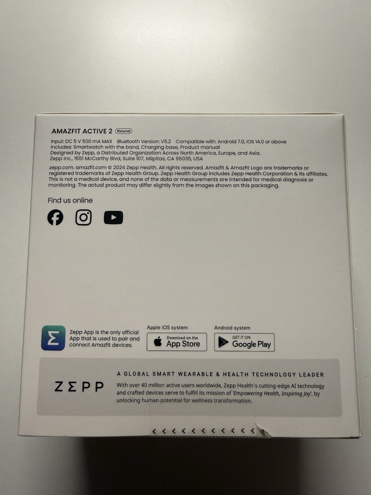 NEW! Amazfit Active 2 Premium Version 44mm Fitness Smart Watch Leather Band