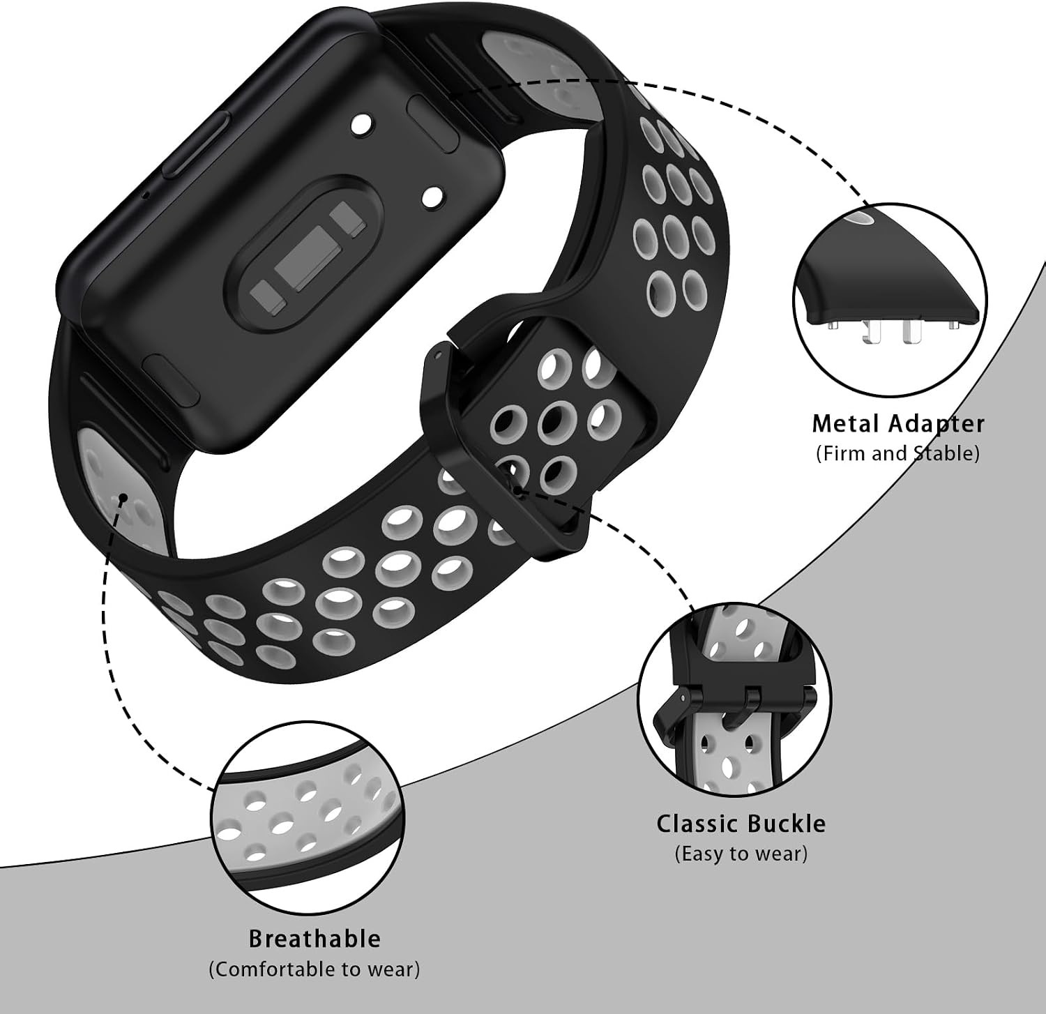 Silicone Sport Strap Compatible with Samsung Galaxy Fit 3 2024 SM-R390
