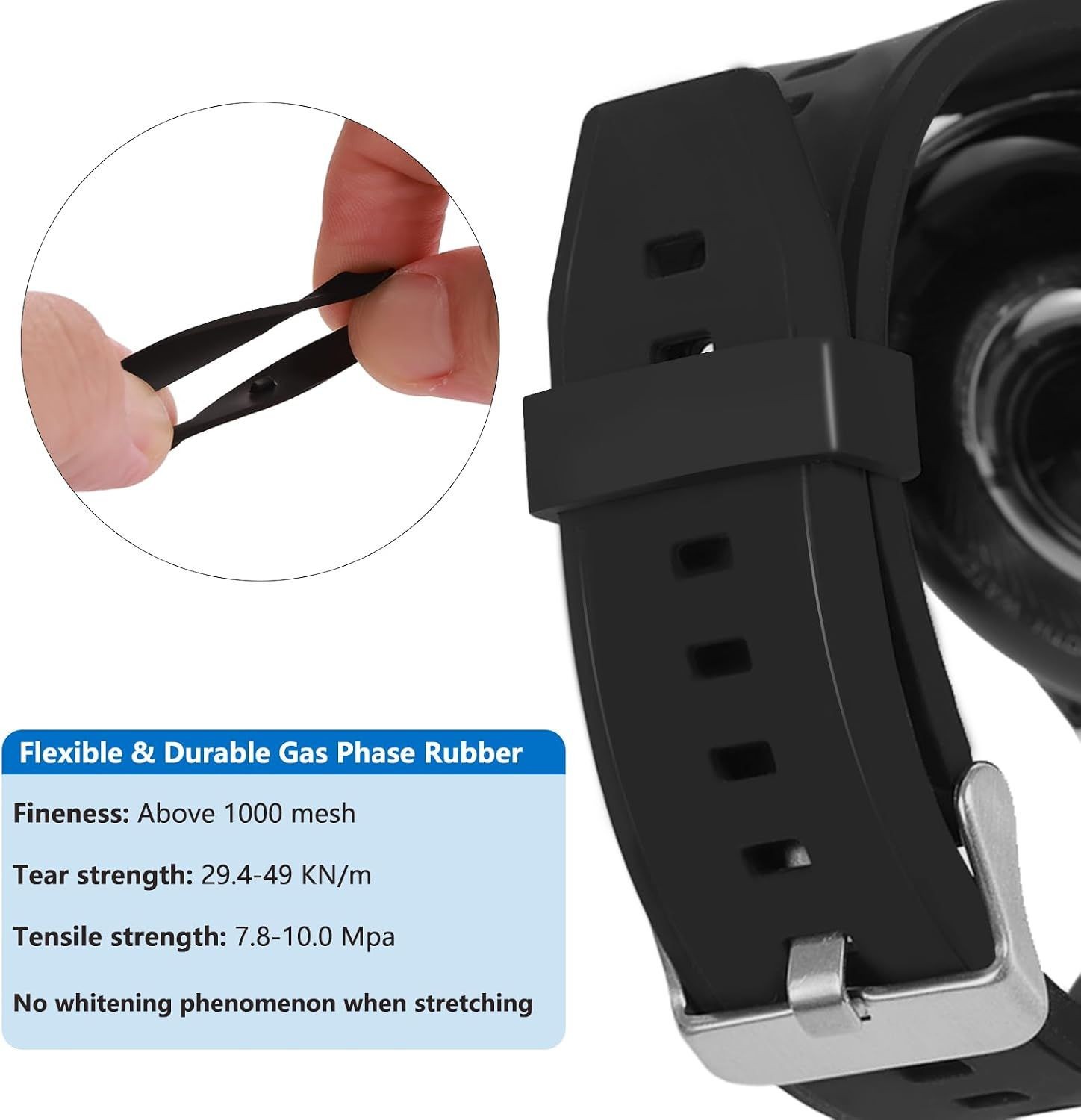 6 Pcs Silicone Strap Compatible with 16mm/18mm/20mm Watches Fastener Rings