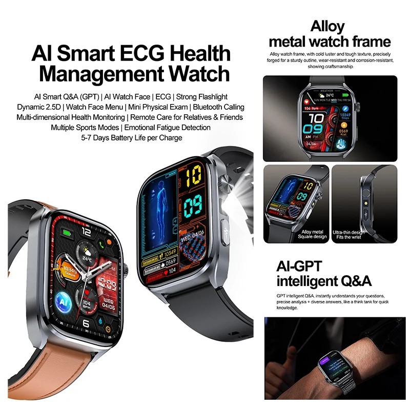 New Accurate ECG Smart Watch Heart Health Analysis Blood analysis Blood Lip 2025