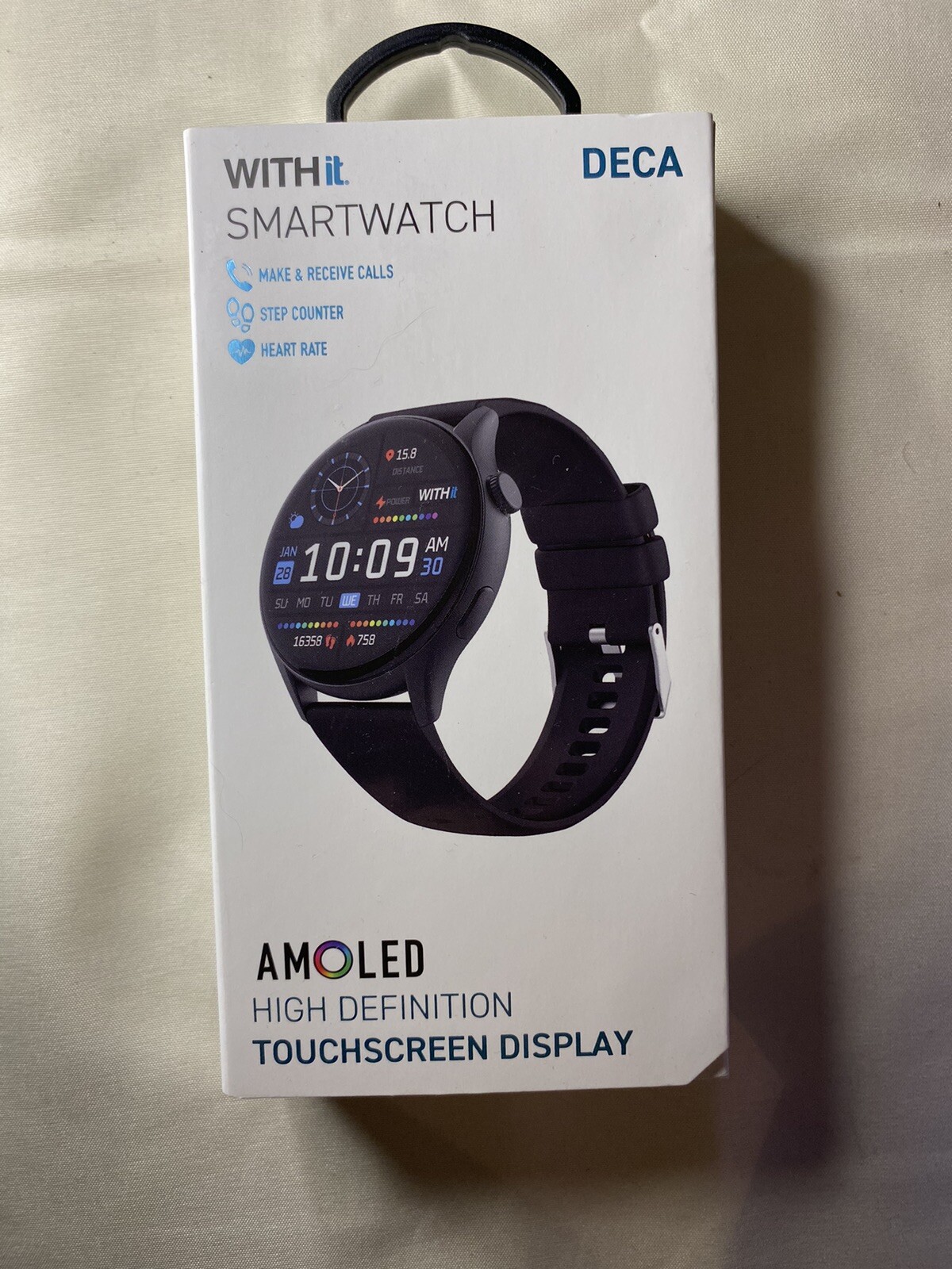 Withit Smartwatch Black Touchscreen Display NEW Amoled DECA