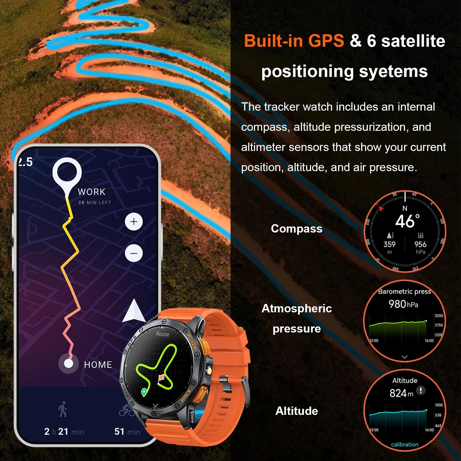 Military Smart Watches Built-in GPS, 170+ Sport Modes for Men with Flashlight…