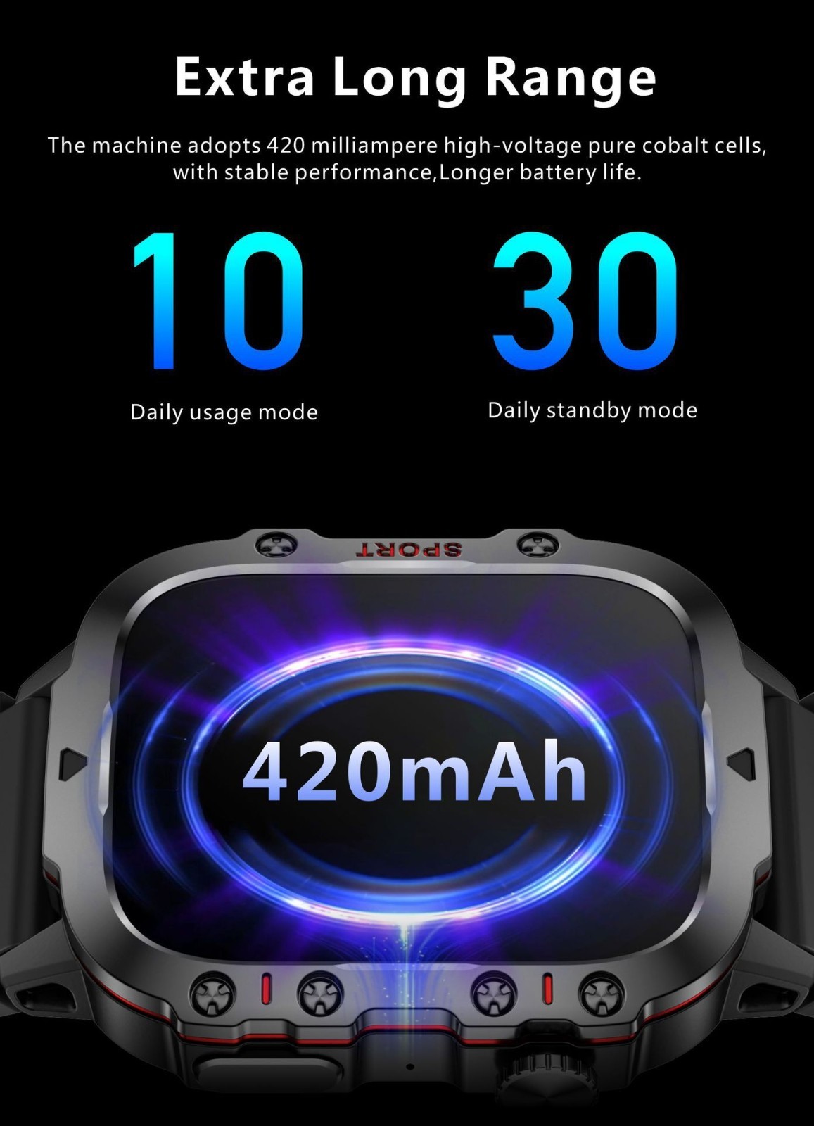 Smart Watch 1.96″ HD Waterproof Fitness Tracker Heart Rate Monitor Long Battery