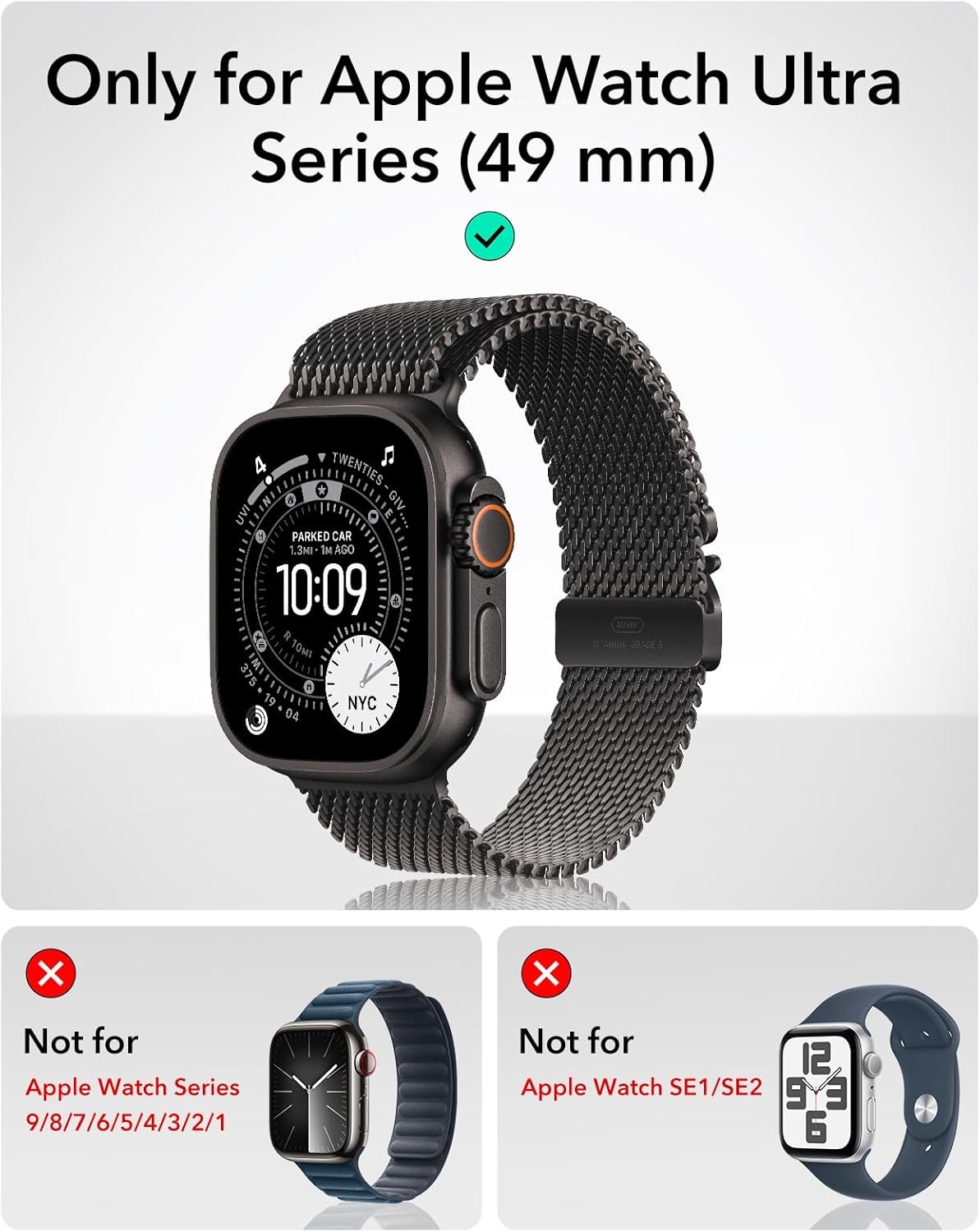 Military Grade 2 Pack Tempered Glass Screen Protector for Apple Watch Ultra 49mm