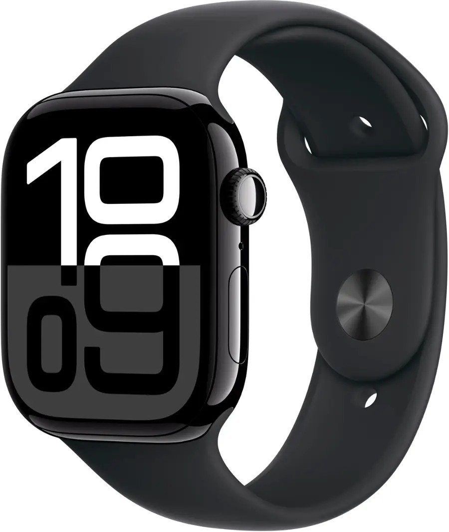 Apple Watch Series 10 GPS 46mm Jet Black Aluminum Case and Black Sport Band