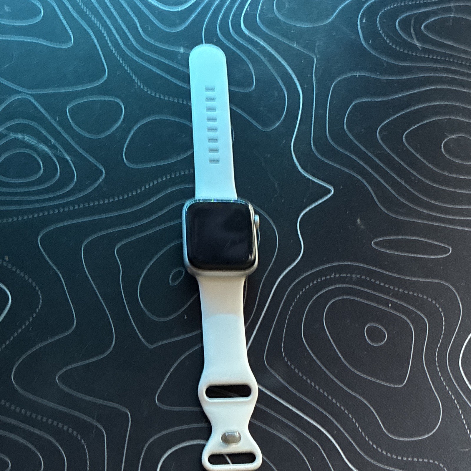 Apple Watch SE 1st Gen 44mm Silver Aluminum Case White Silicone Band GPS 32GB