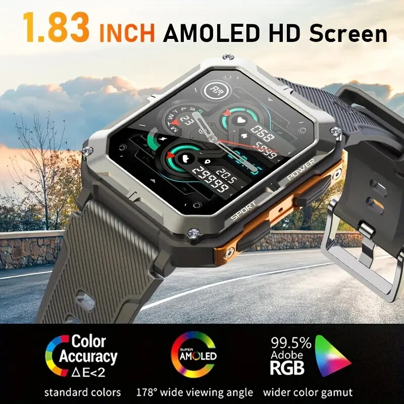 Military Smart Watch for Men(Answer/Make Calls) Rugged Tactical Fitness Tracker.