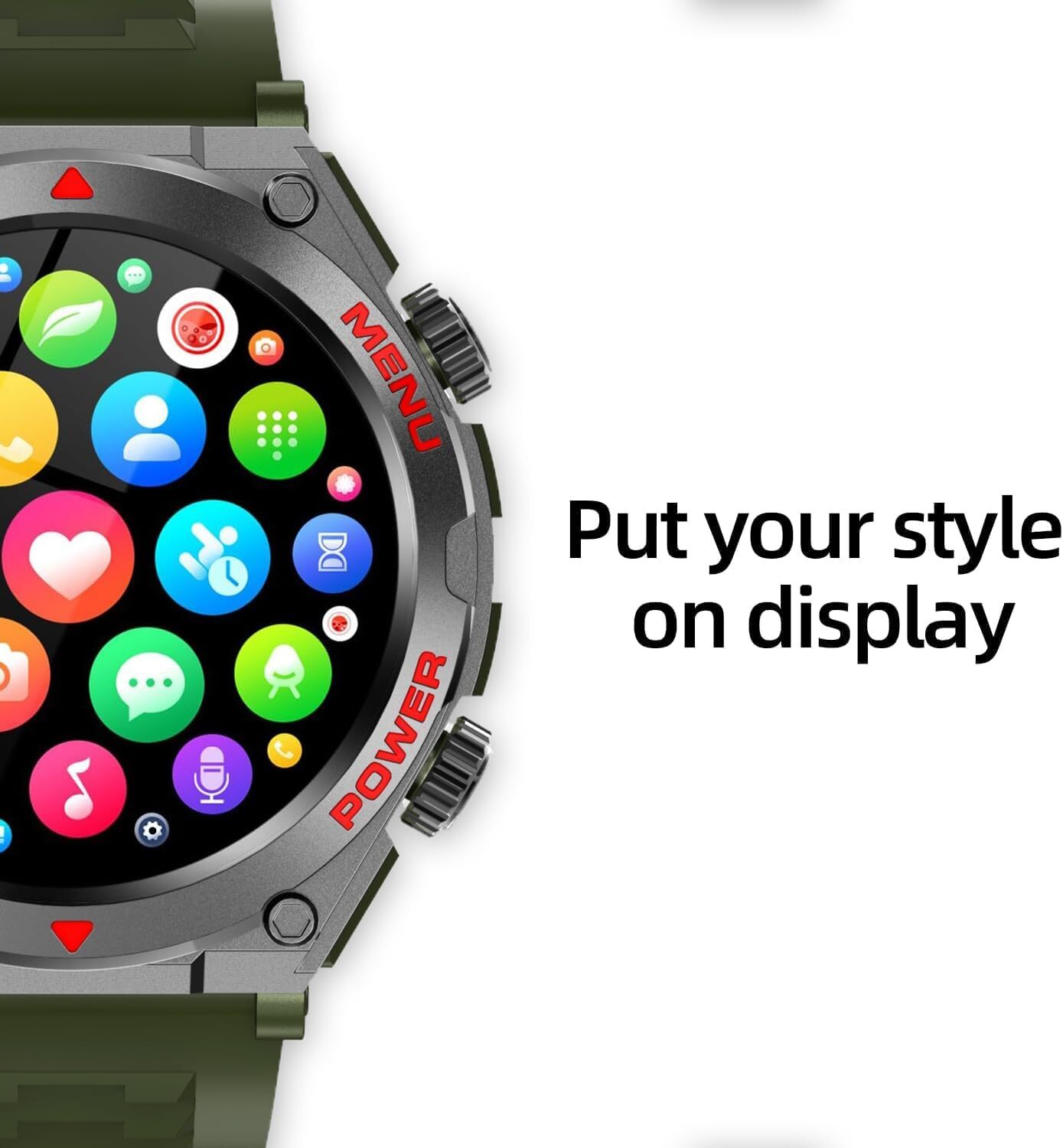 Military Smart Watch Make Call Heart Rate Waterproof for Google Pixel 9 9 Pro