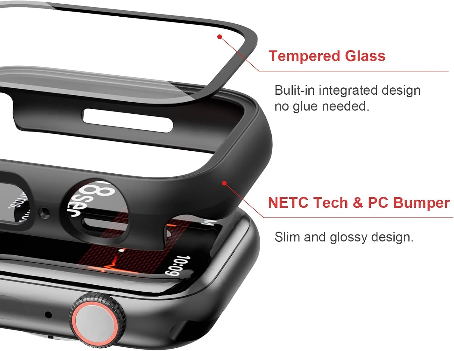 5 Pack Case with Tempered Glass Screen Protector for Apple Watch SE3 40mm