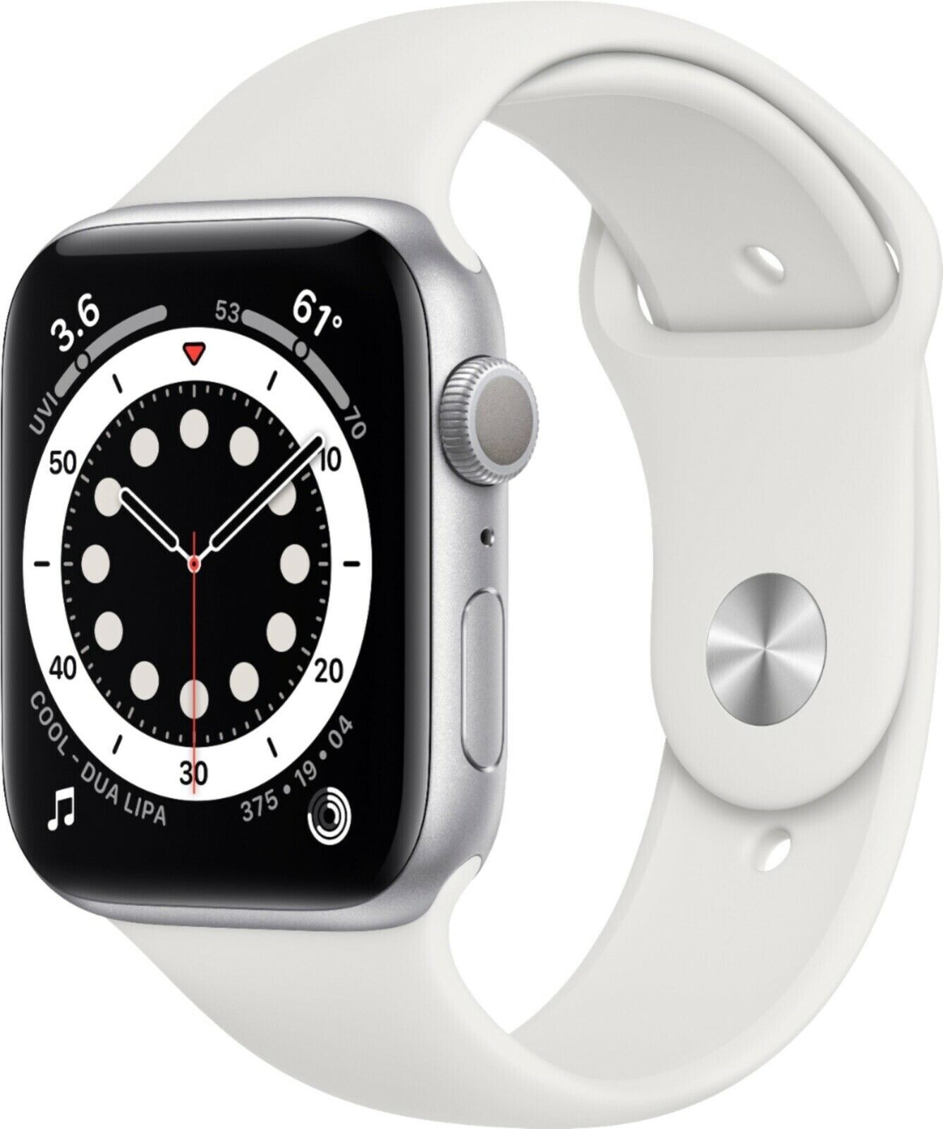 Apple Watch Series 6 44mm Silver Case White Band GPS+ WIFI + BLUETOOTH – Good