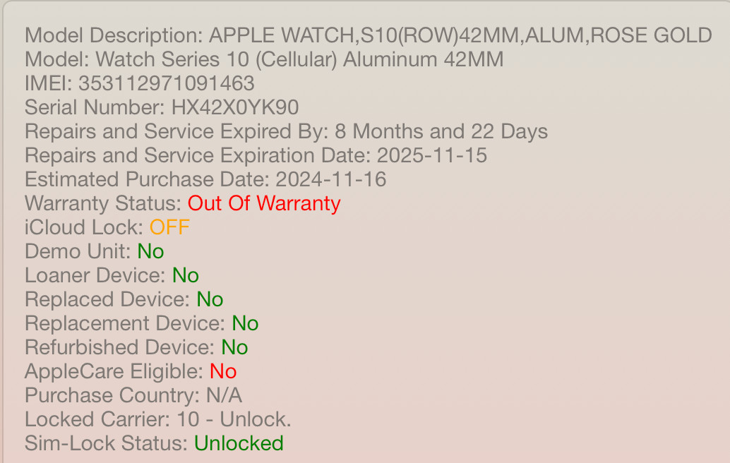 Apple Watch Series 10 42mm GPS WiFi Rose Gold A2997 Smartwatch #H237