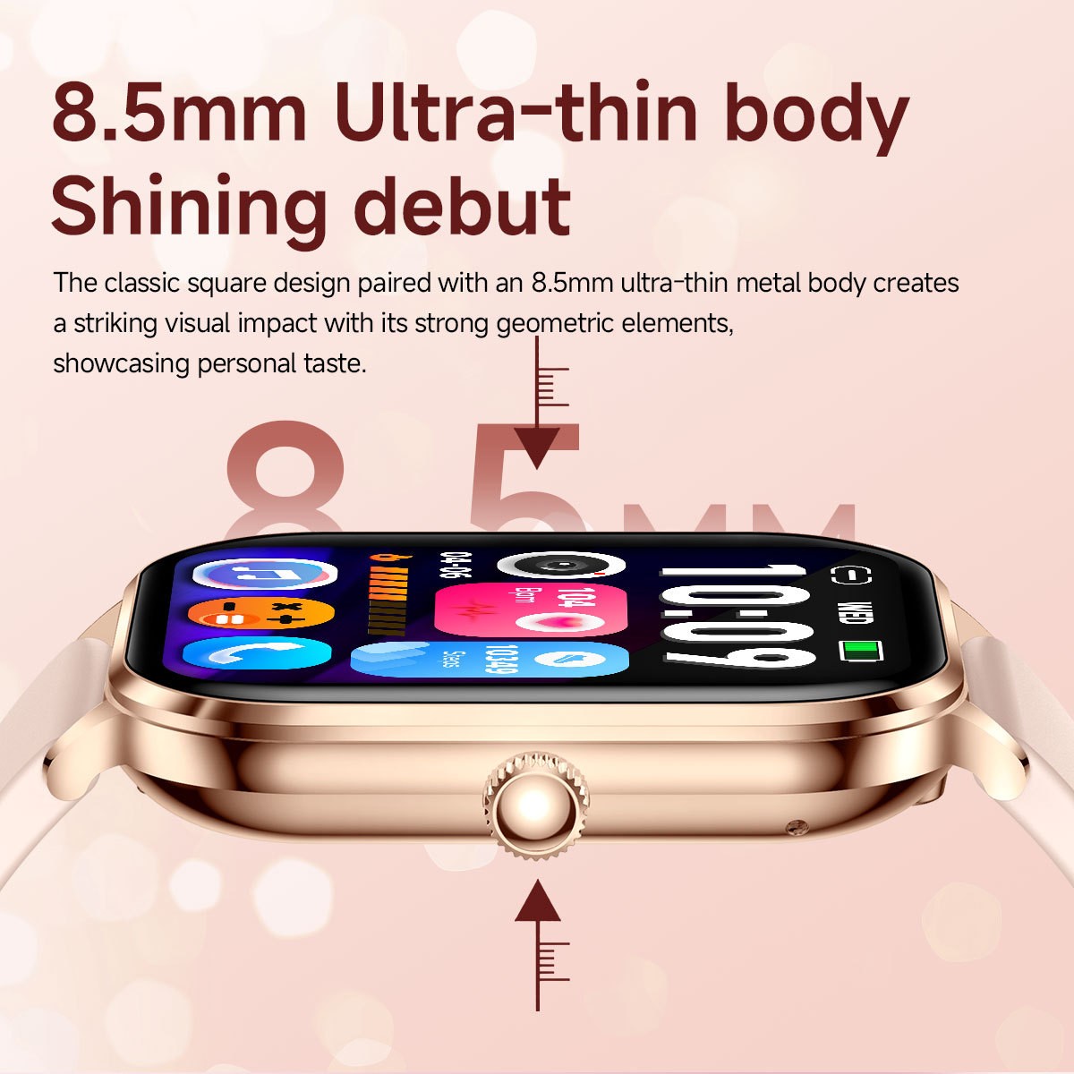 Women Smart Watch 1.82″ HD Touch Screen Bluetooth Call IP68 Waterproof Rose Gold