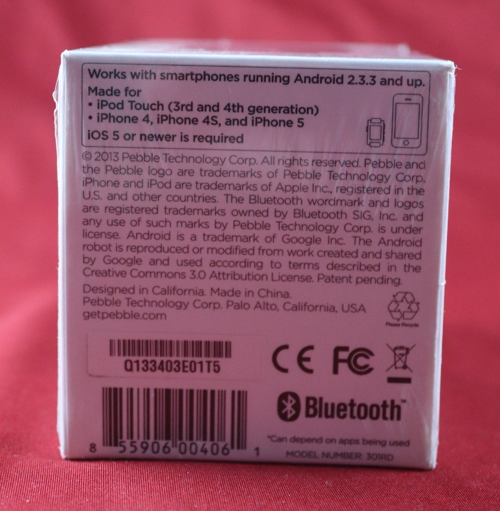 Factory Sealed Pebble 301RD Original Smartwatch – Red