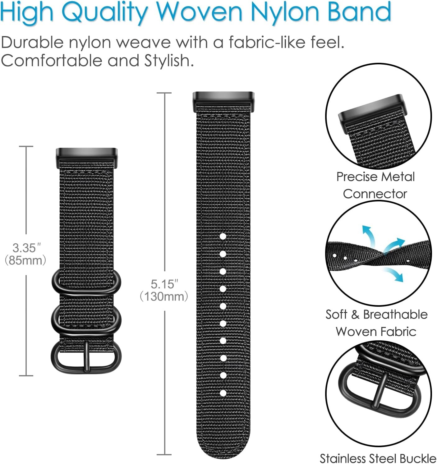 Soft Woven Nylon Strap Compatible with Fitbit Versa 4 3