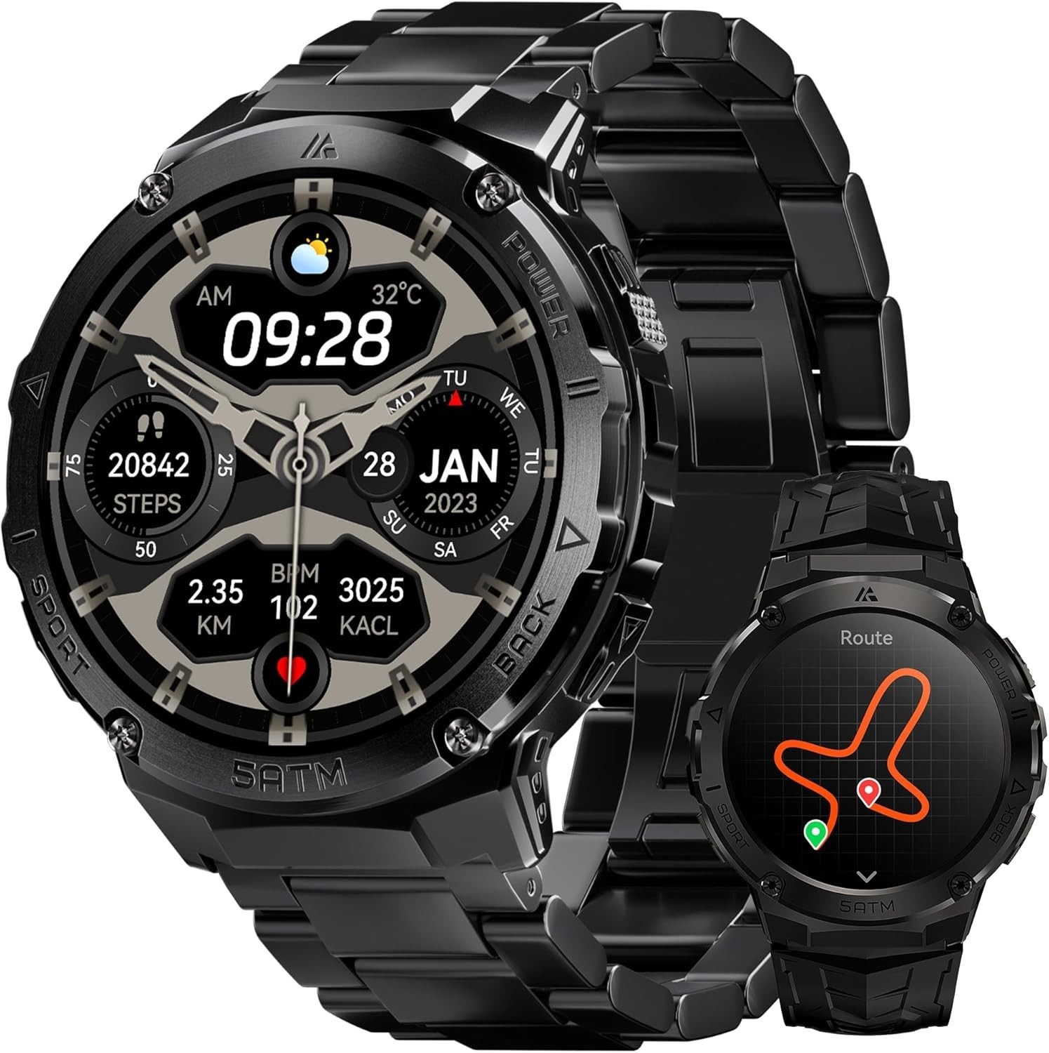 Smart Watch for Men, New, GPS, Pressure, Altitude,Compass, 480mAh Large Battery
