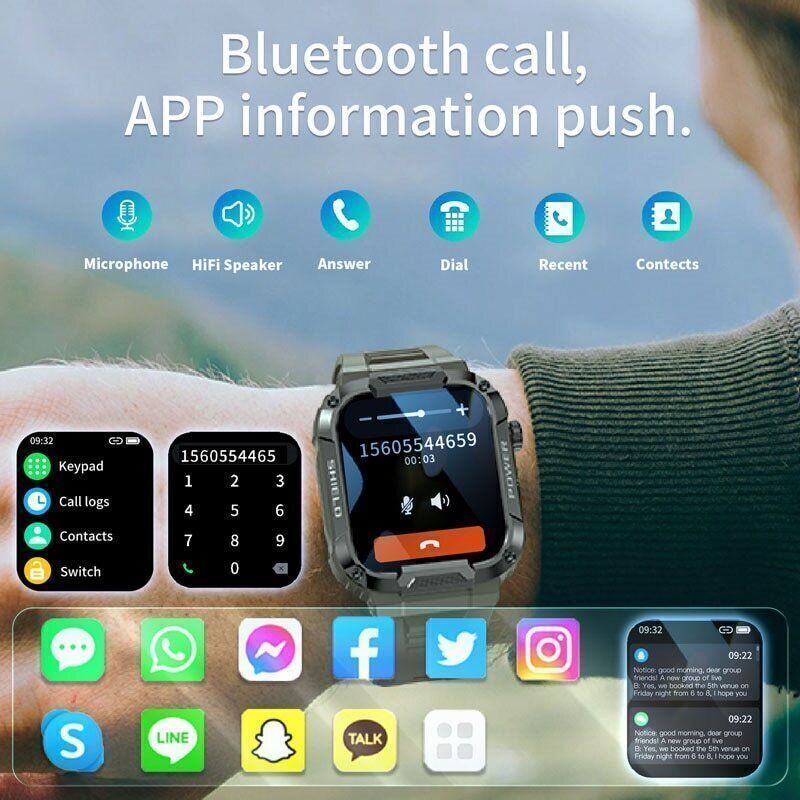 Black Smart Watch Men Women Fitness Tracker Heart Rate Watches for Android iOS