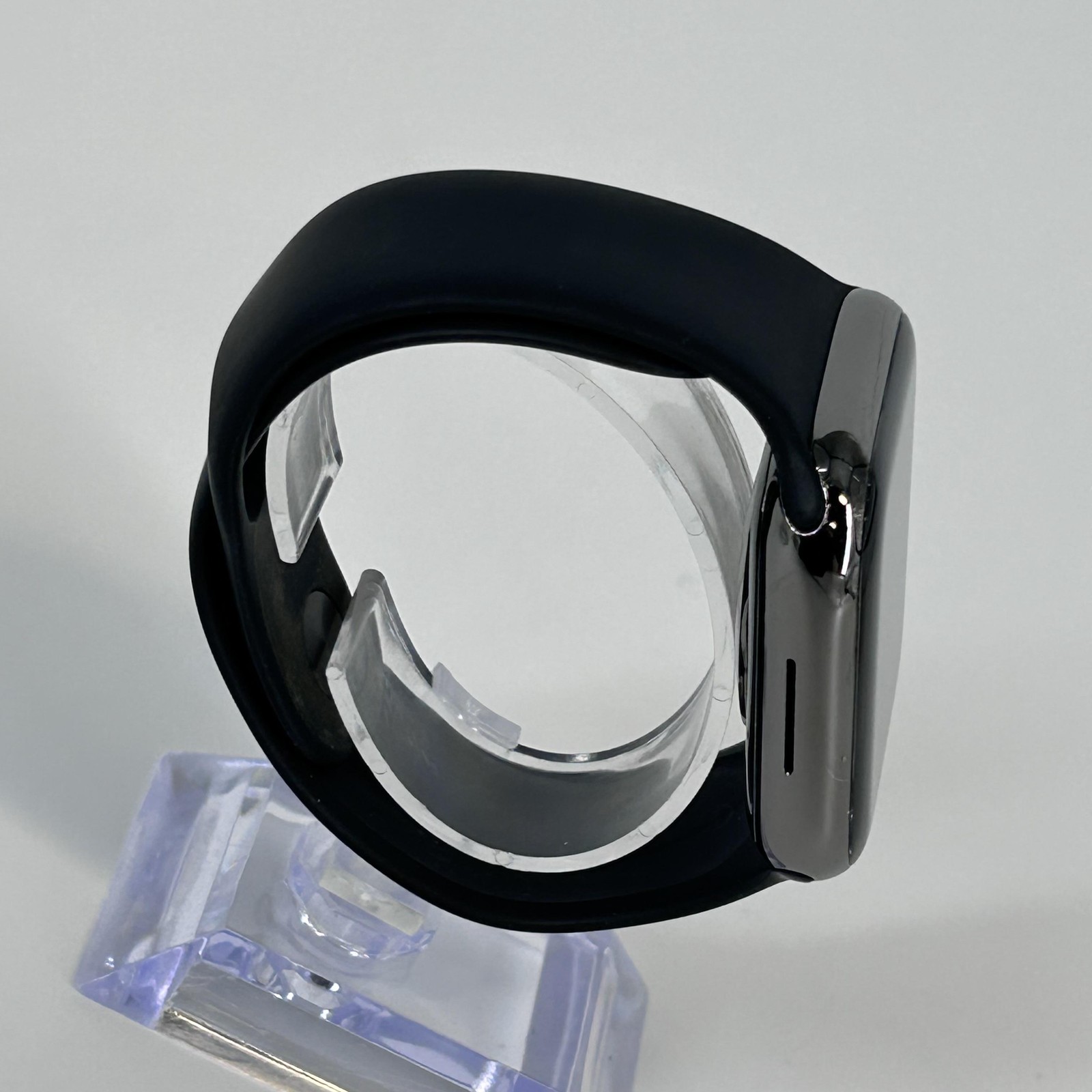 Apple Watch (Series 7) 45mm Graphite Stainless Steel (LTE) w/ Black Sport – Good