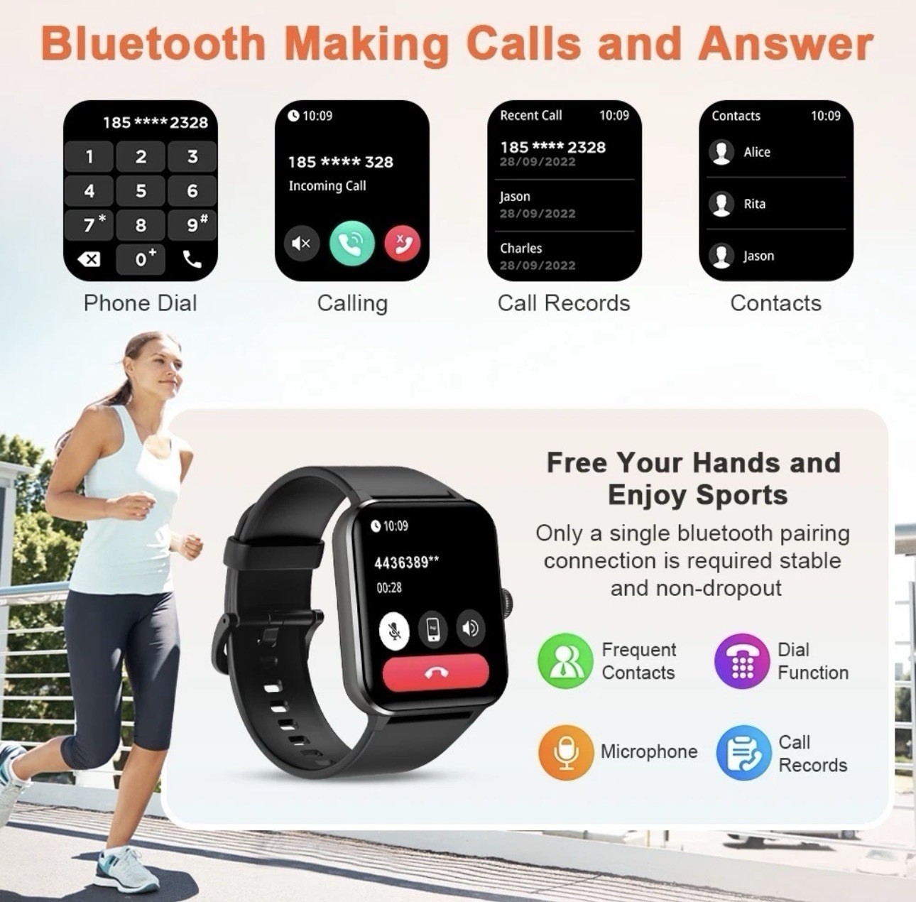 1.85” HD Smart Watch for Men & Women – Fitness Tracker with Bluetooth Calling