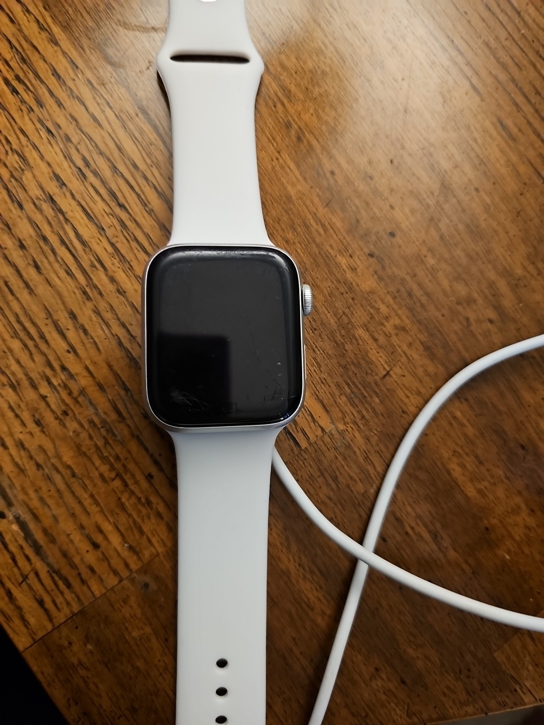 Apple Watch Series 5 44mm Silver Aluminum Case White Sport Band – (MWVD2LLA)