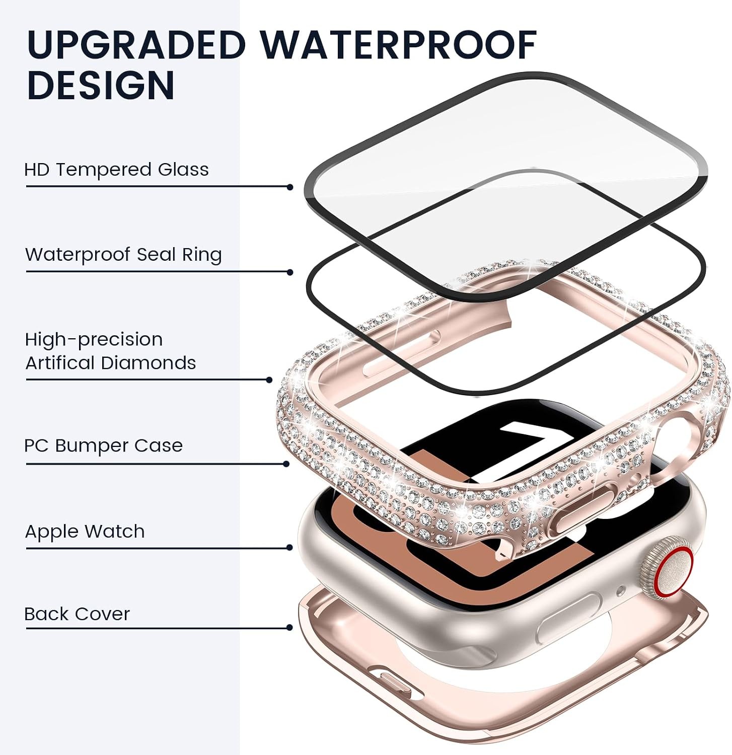 2in1 Screen Protector Case for Apple Watch Series 11/10 46mm Waterproof 360 Bump