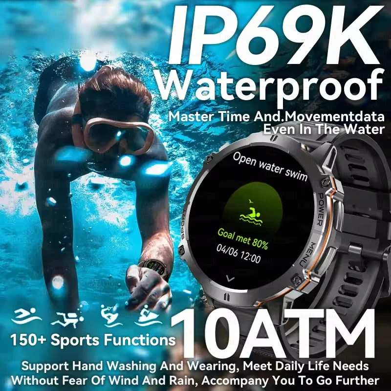 2026 New Military TANK X3 1000mAh Battery Smart Watch Men 10ATM Waterproof Swim