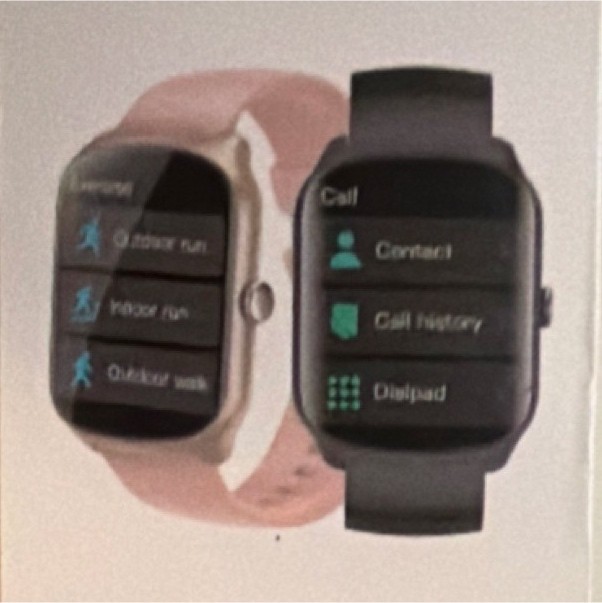 Qeenato S1155 Smart Watch 1.54in Aluminum Black Case Pink Silicone Band