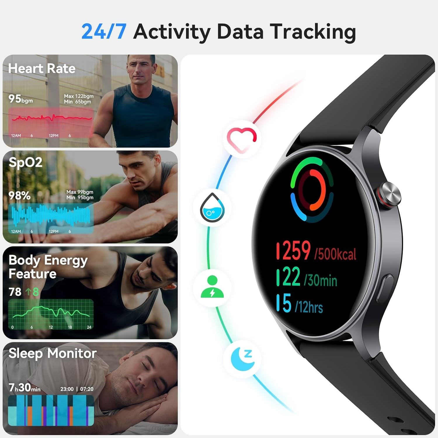 Smart Watch for Men Women, Answer/Make Call, 1.32” AMOLED Ultra-Clear Screen…