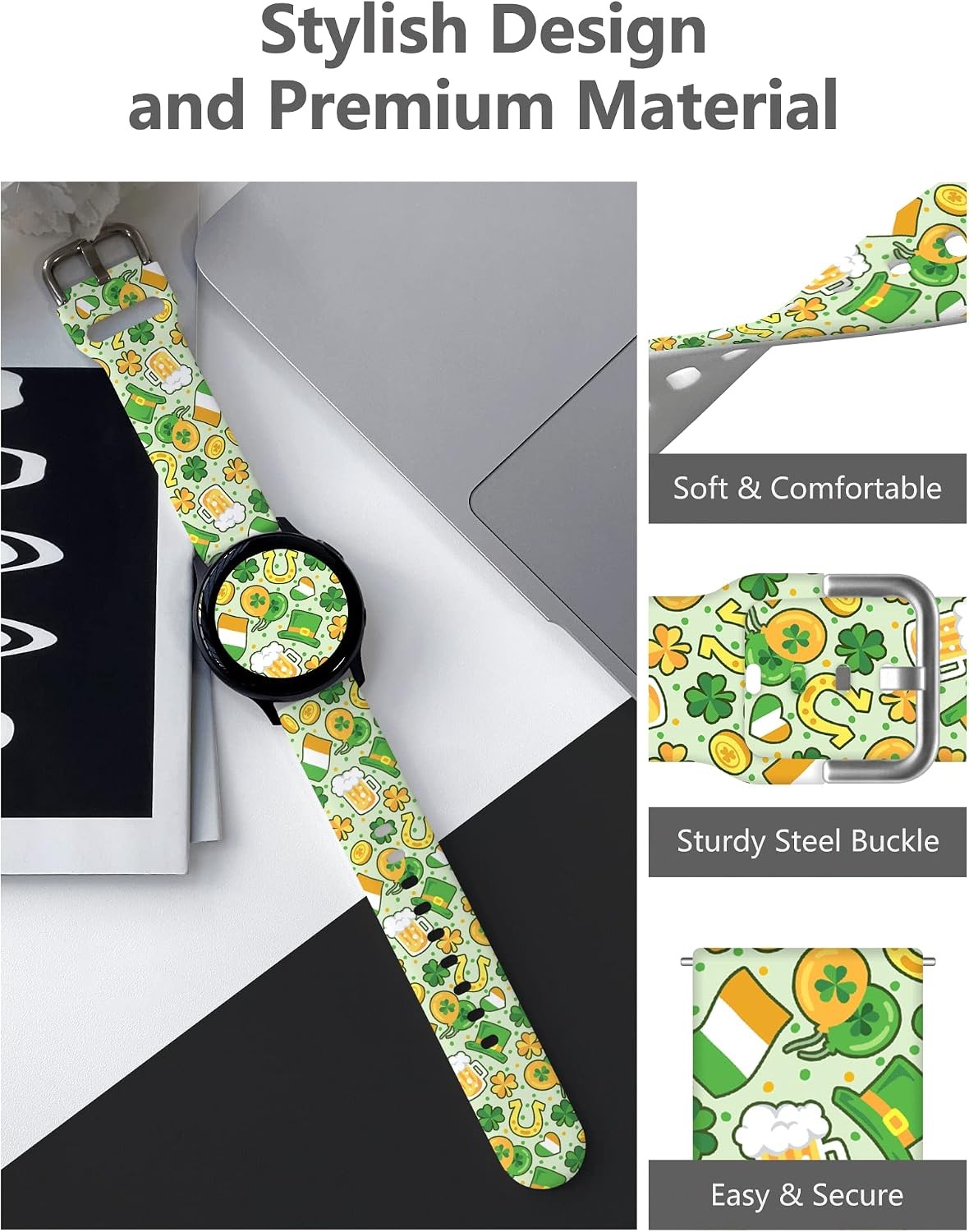 Silicone Strap for Galaxy Watch 7 6 5 5Pro 4 4Pro 40mm 44mm Pattern Design