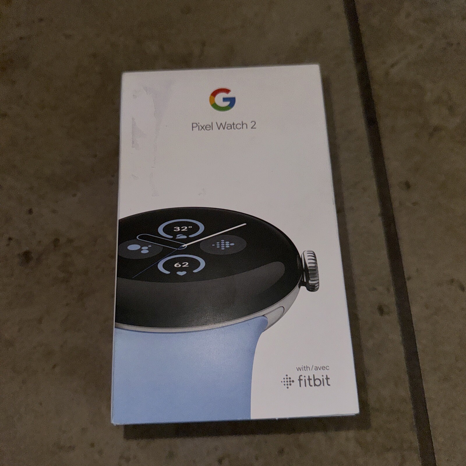 Google Pixel Watch 2 Wi-Fi 41mm Silver Aluminum Case Blue Band Brand New