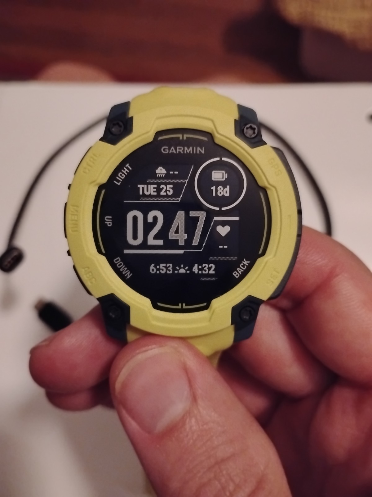Garmin Instinct E Yellow Band Rugged Outdoor GPS Smartwatch 45mm 010-02933-01