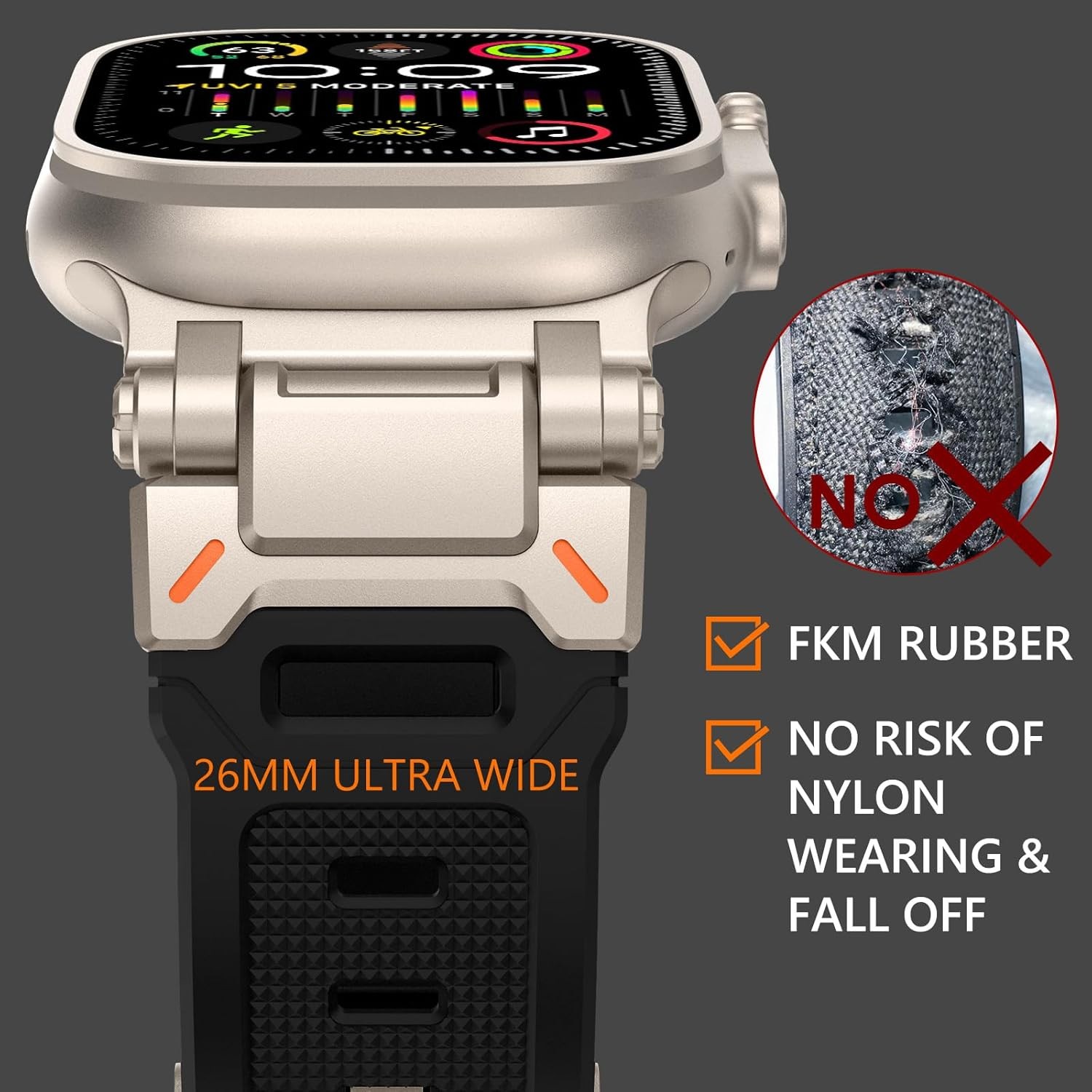 Silicone Rubber Strap Compatible with Apple Watch Ultra 49mm Series 11 10