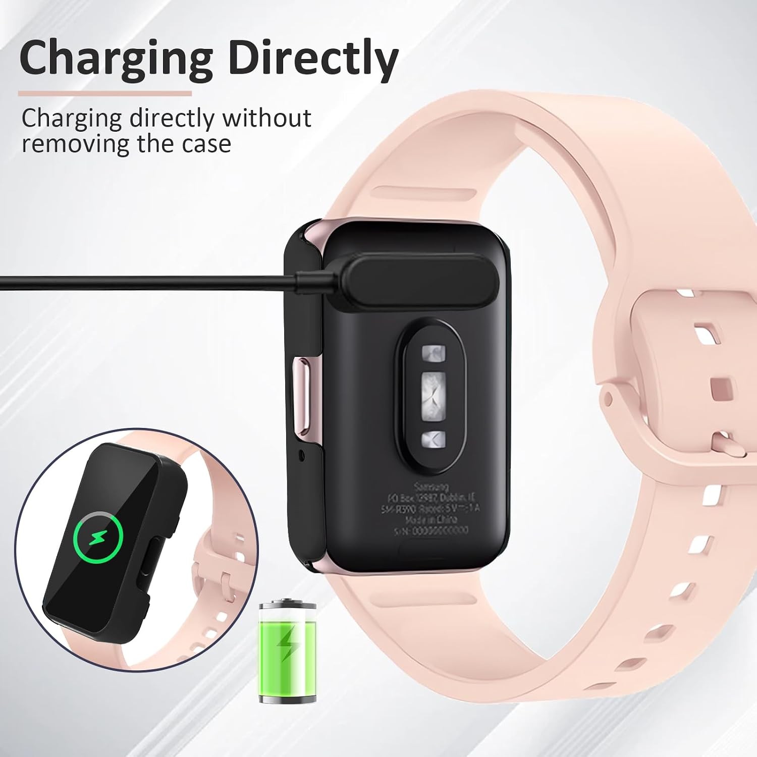 2-Pack Tempered Glass Case for Samsung Galaxy Fit 3 Smartwatch (Black/Black)
