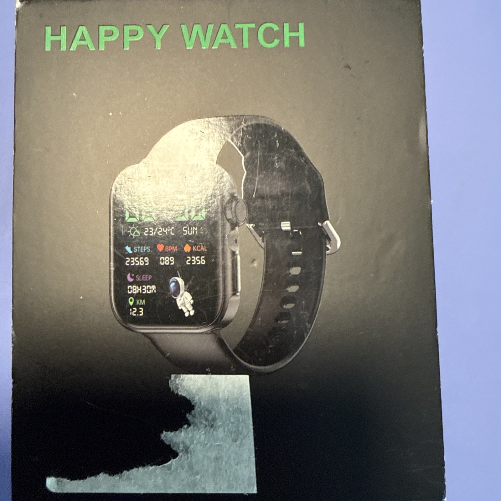 Happy Watch Black Smart Watch Sleep Monitor and Heart Rate Monitoring 1.81″ LCD