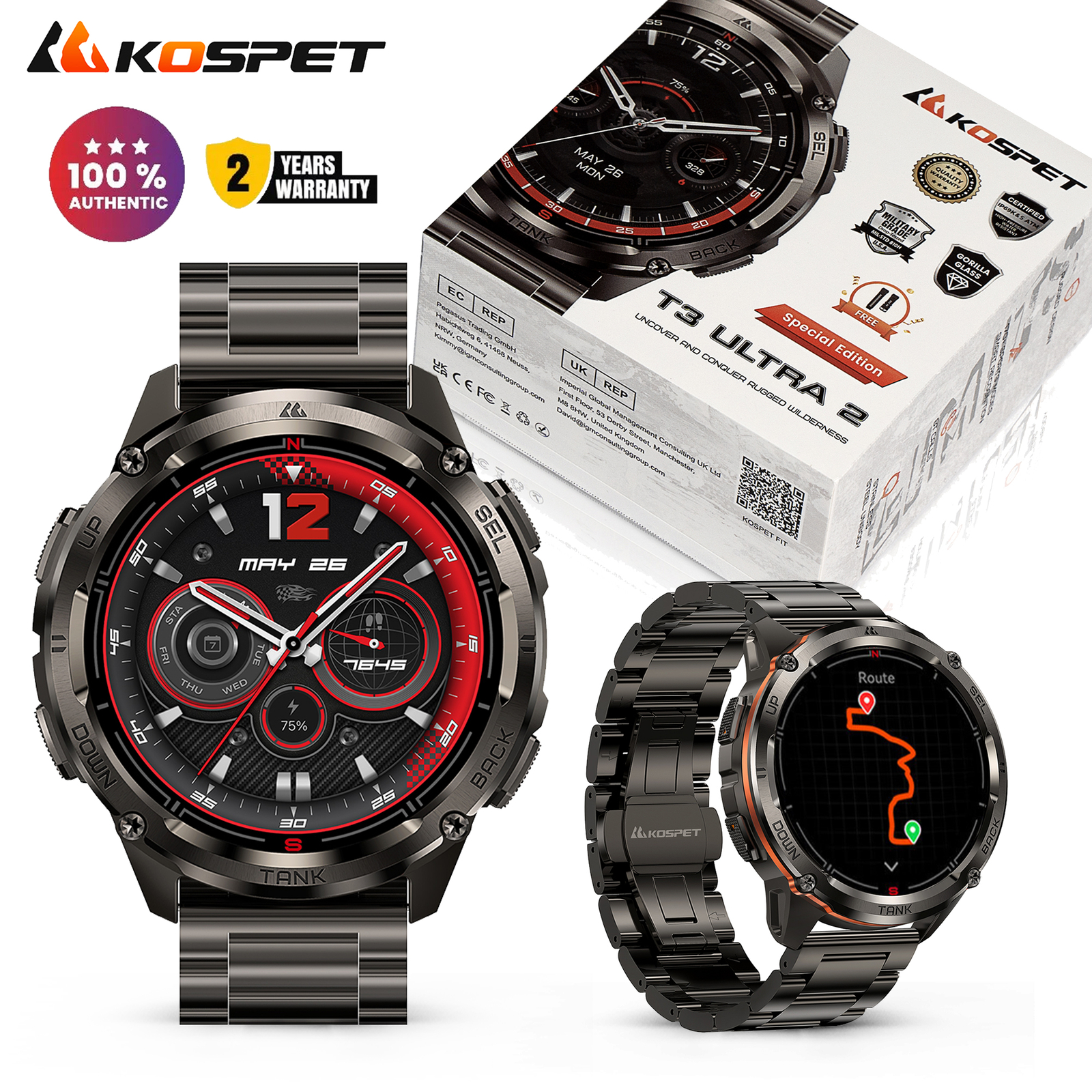 2025 Smart Watch Men Waterproof Smartwatch GPS 1.43″ AMOLED for iPhone Samsung