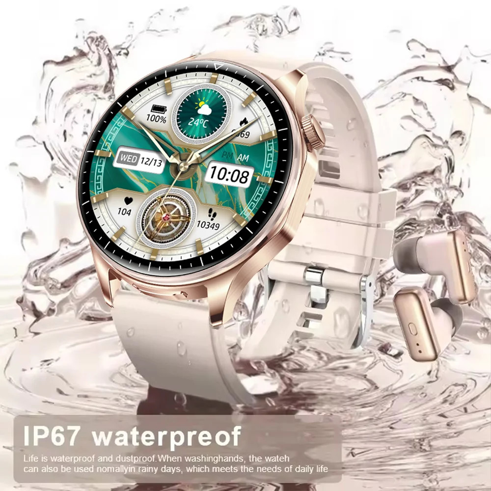 2026 2-in-1 TWS Headset Smartwatch with Fitness Tracker and Music Earphones bloo