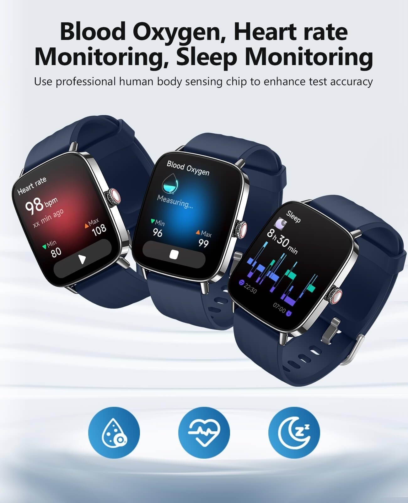 SOUYIE Smart Watches Men Women, 1.85″ AI Voice Smartwatch, 24/7 Heart Rate