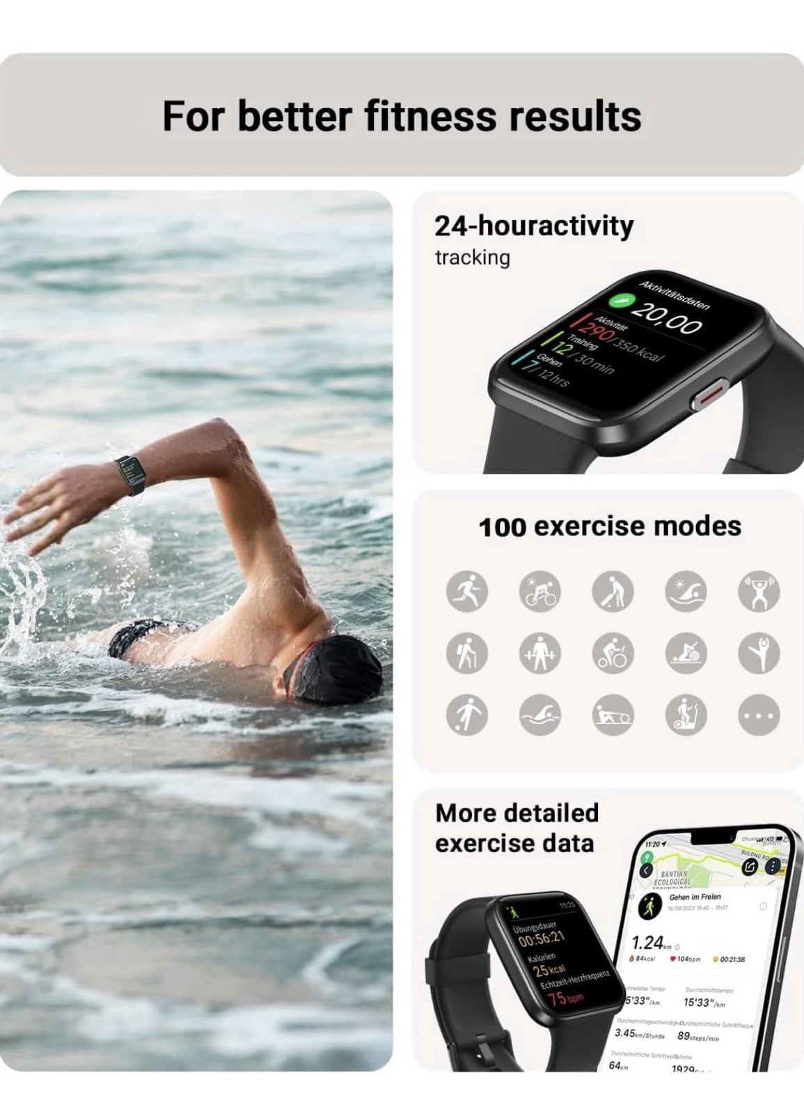 Smart Watch for Men/Women Android & iPhone, Alexa Built-in, 1.8″ Touch