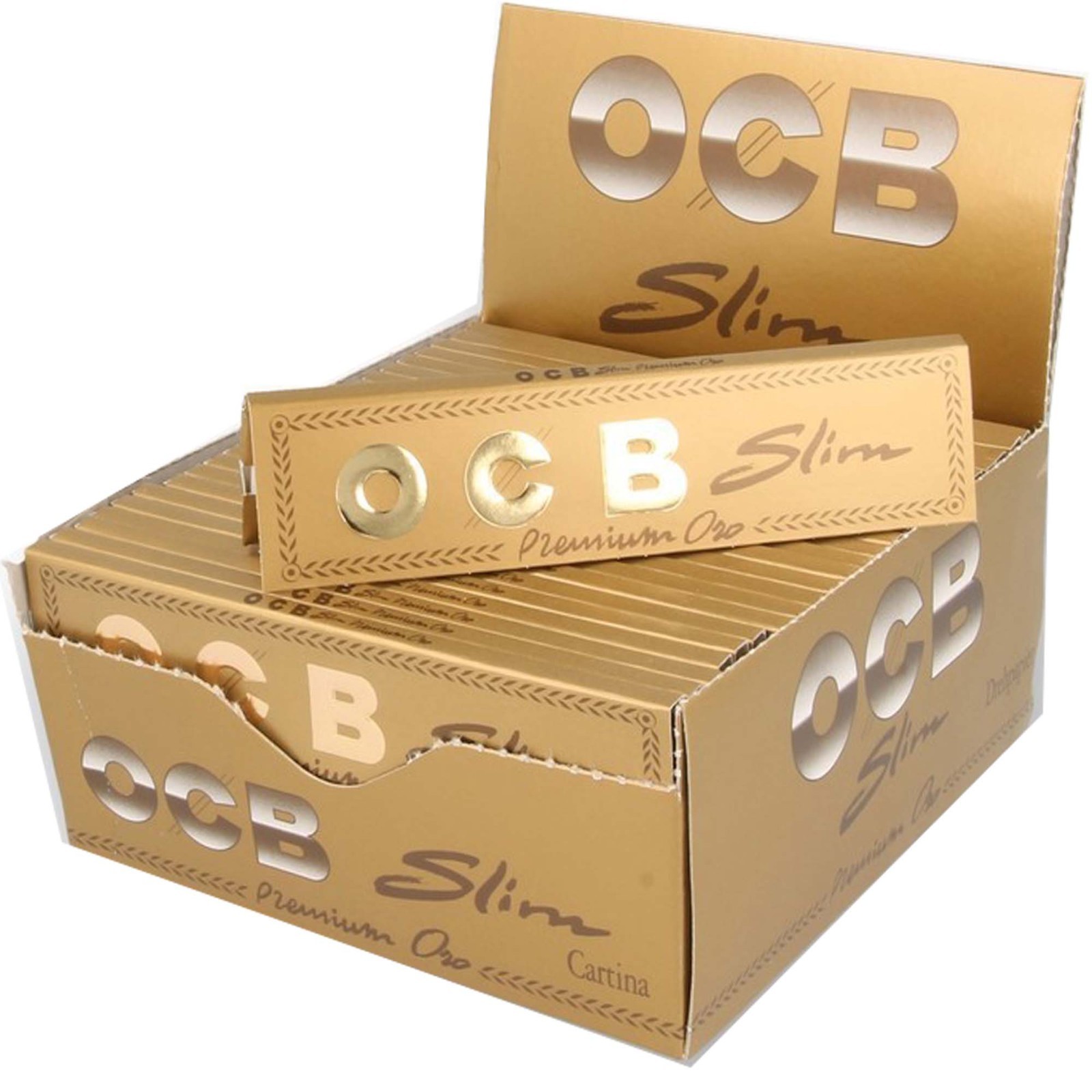 OCB Premium Oro King Size Slim Gold Cartine Lunghe 50 Libretti