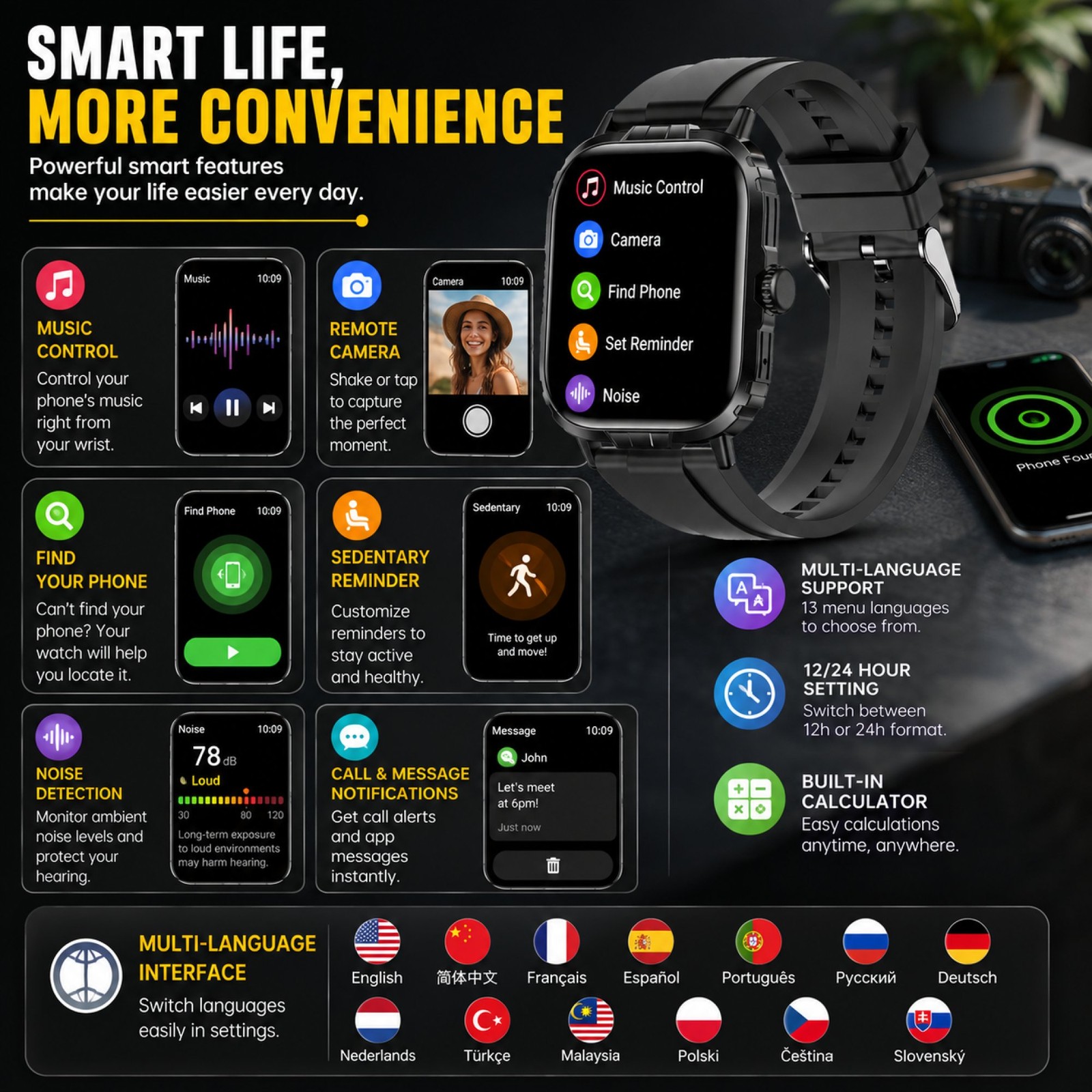 Gravity GWX1SV Bluetooth Calling Smartwatch 2.01″ Touchscreen Silver